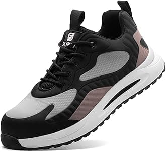 Safety Shoes for Men Women Steel Toe Boots Non-Slip Lightweight Breathable Sneakers Puncture Proof Protective Industrial Black Work Shoes