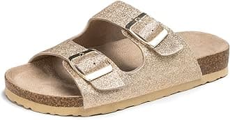 FITORY Boys Girls Glitter Slide Sandals, Cork Slipper with Adjustable Straps for Little Kid/Big Kid