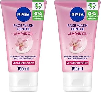 NIVEA Face Wash Cleanser, Gentle Cleansing, Dry Skin, 2x150ml