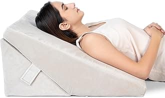FOVERA Wedge Pillow Memory Foam, Adjustable Bed Wedge Cushion for Back Support, Sleeping, Acid Reflux, GERD, Snoring, Pregnancy, Post-Surgical Recovery (Cream, XL - 24 x 24 x 12 Inch)