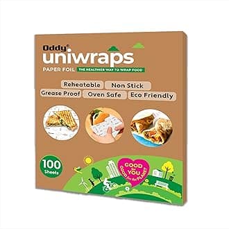 Oddy Uniwraps Food Grade Wrapping Paper Sheets | 10’’x12’’ Pack of 100 Pre-Cut Sheets | Bio-degradable & ISO Certified Paper | The Healthier Way to Wrap Roti, Parantha, Sandwich, Burger & More!