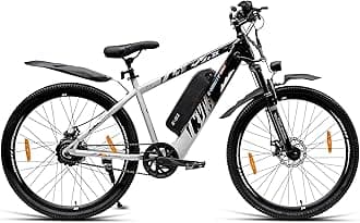 NINETY ONE ZX | Electric Cycle | 10.4Ah Battery | 27.5T | 91 Tuf Shox Front Suspension 80Mm Travel | 250 Watt IP65 BLDC Motor | 85% Pre-Assembled | 2 Years Battery Warranty | Black Grey, Youth