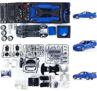 TOUCAN RC HOBBY 1:8 Rc Drift Car for GTR R34 RTR Remote Control Racing Cars KIT Model (New, Painted, and Unassembled. You Need to Assemble it by Yourself), Blue-kit