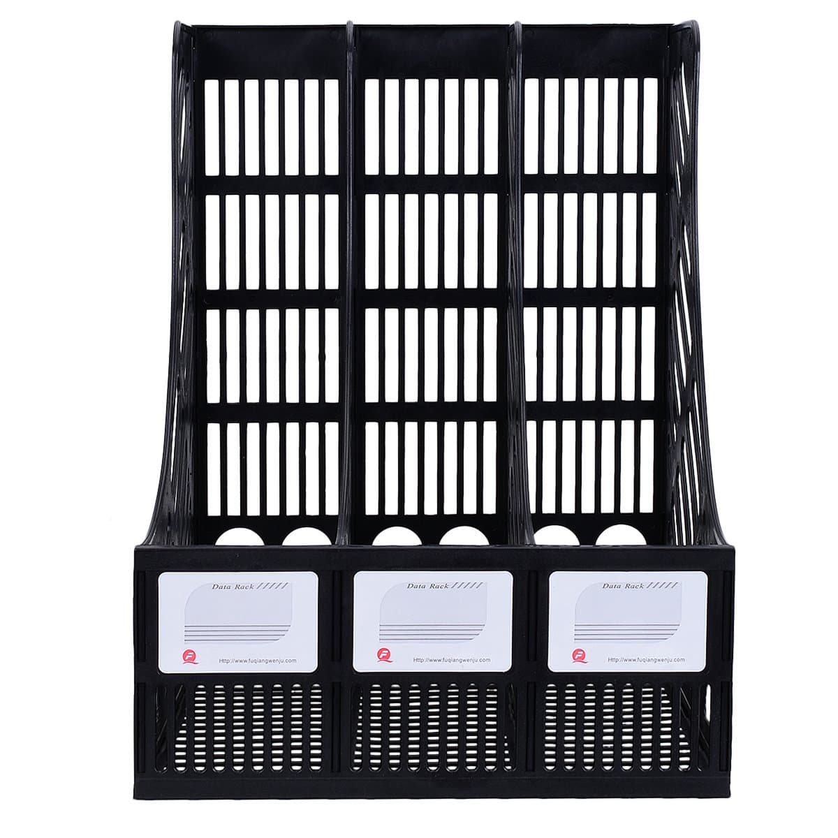 VemMore for Mesh Desktop Triplicate Frames File Dividers Document Cabinet Rack for Magazine Three-grids Plastic File Storage Organiser Box Black