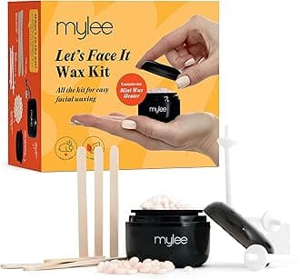 Let’s Face It Wax Kit – Professional Facial Waxing Kit with Black Mini Heater, 50g Precision Face Wax Beads (Peach & Chamomile), Wooden Waxing Spatulas, Ear & Nose Wax Applicators & USB C Cable