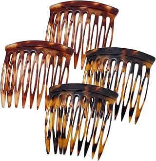 HYFEEL Hair Side Combs - Small French Side Hair Comb Clips for Women Decorative French Twist Hair Styling Accessories -4 Pcs (Tortoise, Brown)