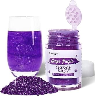 Dark Purple Edible Glitter for Cocktails, Sujoygar 4g Food Grade Luster Dust Halloween Edible Glitter Shimmer Powder for Drink Cake Chocolate Wine Vodka Cupcake Baking