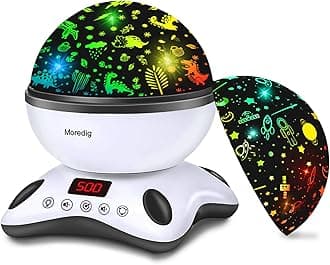 Moredig Dinosaur Night Light Kids, Dinosaur Light Projector Built in 8 Colorful Light Modes and 12 Songs, Dinosaur Birthday Decorations for Boy