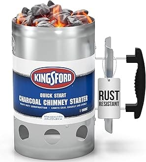 Grilling BB0466 Deluxe BBQ Chimney Starter for Charcoal Grill, Silver