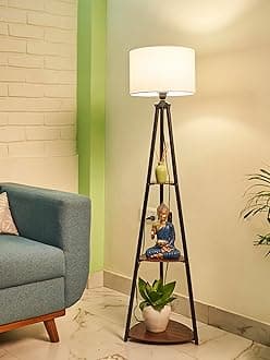 Metal Floor Lamp with 3 Shelves (Cotton White) LED Bulb Included