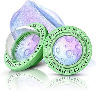 HOSAILY Face Highlighter Palette, Lunar Glow Highlighter Powder Makeup, Chameleon Glitter Shimmer Body Cheek Eye Highlighter, Multichrome Sparkle Holographic Color Shifting Silky Creamy Illuminator#01