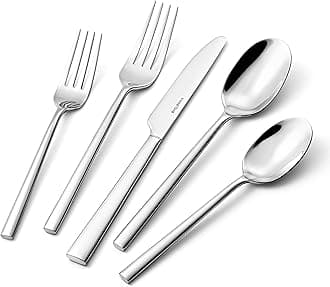 Silverware Set, 20-Piece Forged Novelty Flatware Cutlery Utensil Set Premium Stainless Steel, Service for 4, for Kitchen, Home, Wedding, Party, Mirror Polished and Dishwasher Safe