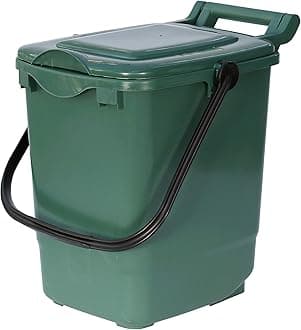 Large Compost Caddy - Green - for Food Waste Recycling (23 Litre) - 23L Plastic Composting Kerbside Bin