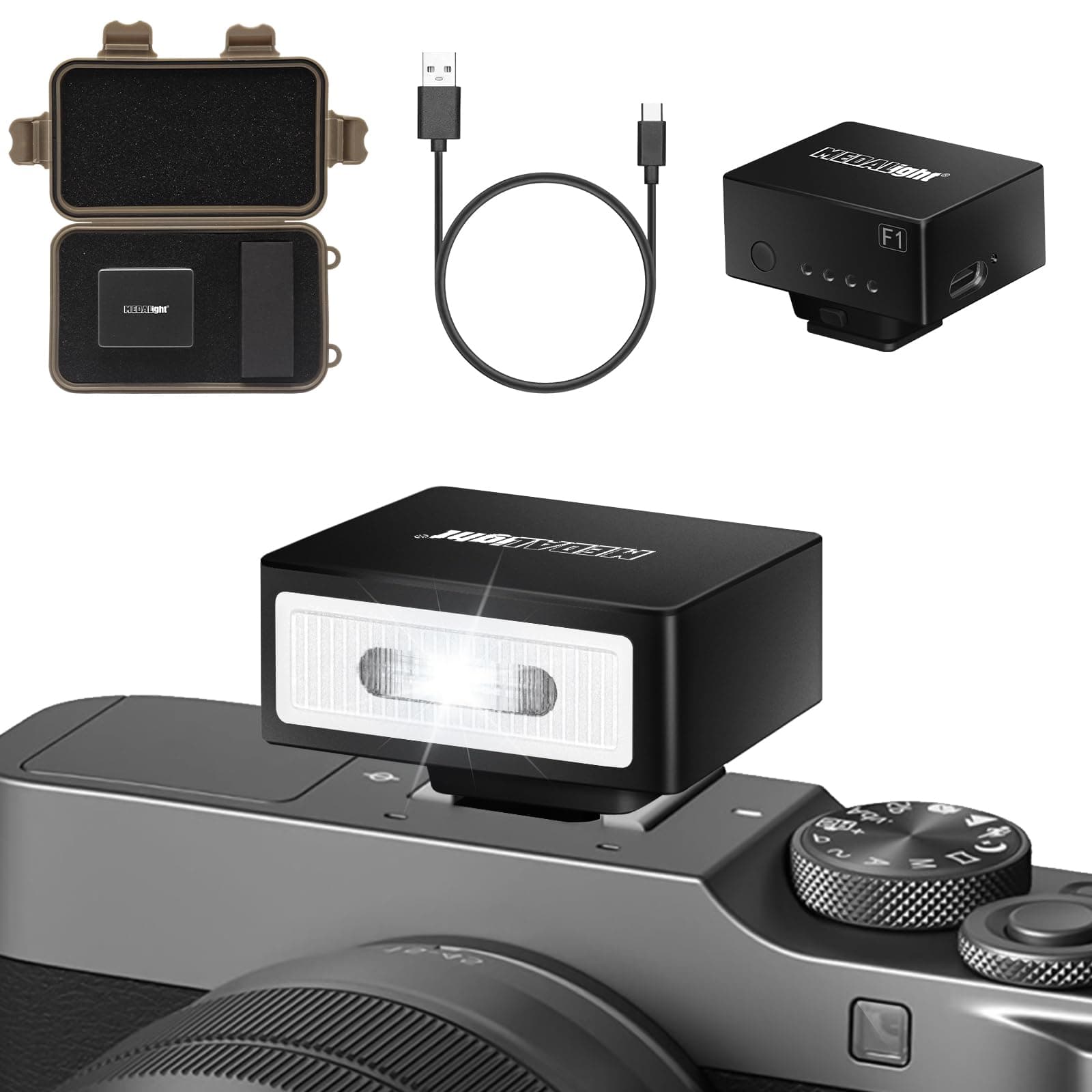 F1 Mini Camera Flash Camera Flash Speedlite for Ricoh (GR3/GR3X,etc.) Nikon/Canon/Fuji,Digital Film Cameras,Mini hot Shoe Flash for DSLR Camera(Not Compatible for Sony ZV-1F.