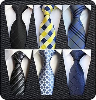 Adulove Men's Necktie Classic Silk Tie Woven Jacquard Neck Ties 6 PCS