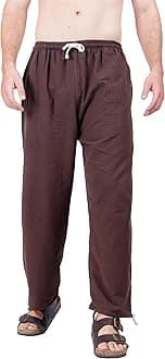 Mens Elastic Waist Casual Lounge Pajama Jogger Yoga Pants Cotton Brown