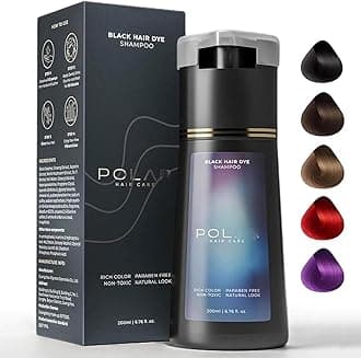 PolarHair Dye Shampoo, PolarHaircare Instant Dye Shampoo, Hair Dye Shampoo 3 in 1 for Gray Hair, Color Shampoo Hair Dye for Hair Coverage, Keeping Hair Healthy and Shiny (Black)