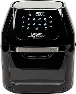 PowerXL Air Fryer Cooker 5.7L Capacity - Chip Fryer & Portable Oven - Oil Free Hot Air Fryer for Healthier Cooking - Rotating Rotisserie & Dehydrator - 1800W Black CM-001