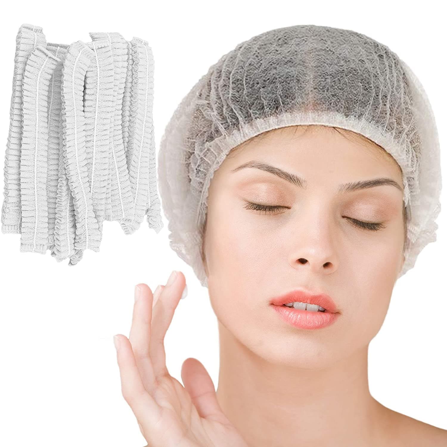 Disposable Bouffant Caps, 21inches Hair Net, Elastic Dust Cap for Food Service, Sleeping Head Cover