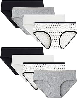 AdorelTeen Girls Knickers Solid Colour Underpants Pack of 8 Briefs