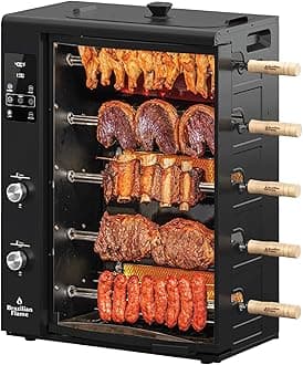 FOGO SERIES Rotisserie Gas Grill w/5-Skewers by Brazilian Flame® Oven Grill Roaster with Auto Rotating Skewers for Rotisserie Chicken, Brazilian Style BBQ and Churrasco, Shawarma Machine - 2026 Series