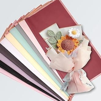 Just Flowers Waterproof Floral Wrapping Paper Roll Sheet, Florist Bouquet Supplies (Pack of 15 Rose Gold Edge Multicoloured Bouquet Wrapping Paper)