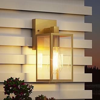 WIHTU Gold Outdoor Exterior Light Fixture for House, LED Front Porch Lights for House, Waterproof Wall Sconce Lantern Lamp, Outside Coach Lights for Patio, Garage, Doorway, Entryway