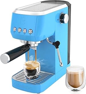 CASABREWS 3700 Essential Espresso Machine 20 Bar, Stainless Steel Espresso Maker with Steam Frother for Home, Compact Coffee Machine for for Cappuccino, Latte, 49oz Water Tank, Baby Blue