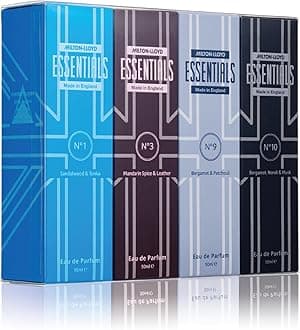 Essentials Quad Pack for Him – 4 x 50ml Mens Aftershave Gift Set (No1, No3, No9, No10) – Long-Lasting Eau de Parfum with Fresh, Masculine Notes – Luxury Perfume for Men – Made in England