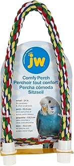 JW Comfy Perch 21 Inch for Birds, Flexible Multi-Colour Rope Perch for Birds, Twist & Bend, Holds Shape & Maintains Grip Strength, for Parakeets, Cockatiels, Parrots, Canaries, Finches & Small Birds