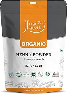 Just Jaivik Organic Certified Henna Powder (Lawsonia Inermis) Hair Organic Standard 227 Gms 0.5 Lb/ 8 Oz, No Chemical Or Additive.