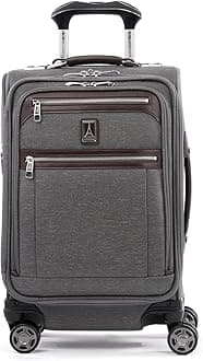 Platinum Elite Softside Expandable Luggage, 8 Wheel Spinner Suitcase, USB Port, Fits up to 15" Laptop, Men and Women, Business Plus, Vintage Grey, Carry-On 20-Inch, Platinum Elite Softside Expandable Spinner Wheel Luggage