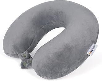 SAIREIDER Airplane Pillow 100% Memory Foam Neck Pillow for Airplanes Flight Rest Best Adjustable Travel Neck Support Pillows-Prevent The Heads from Falling Forward (Grey)