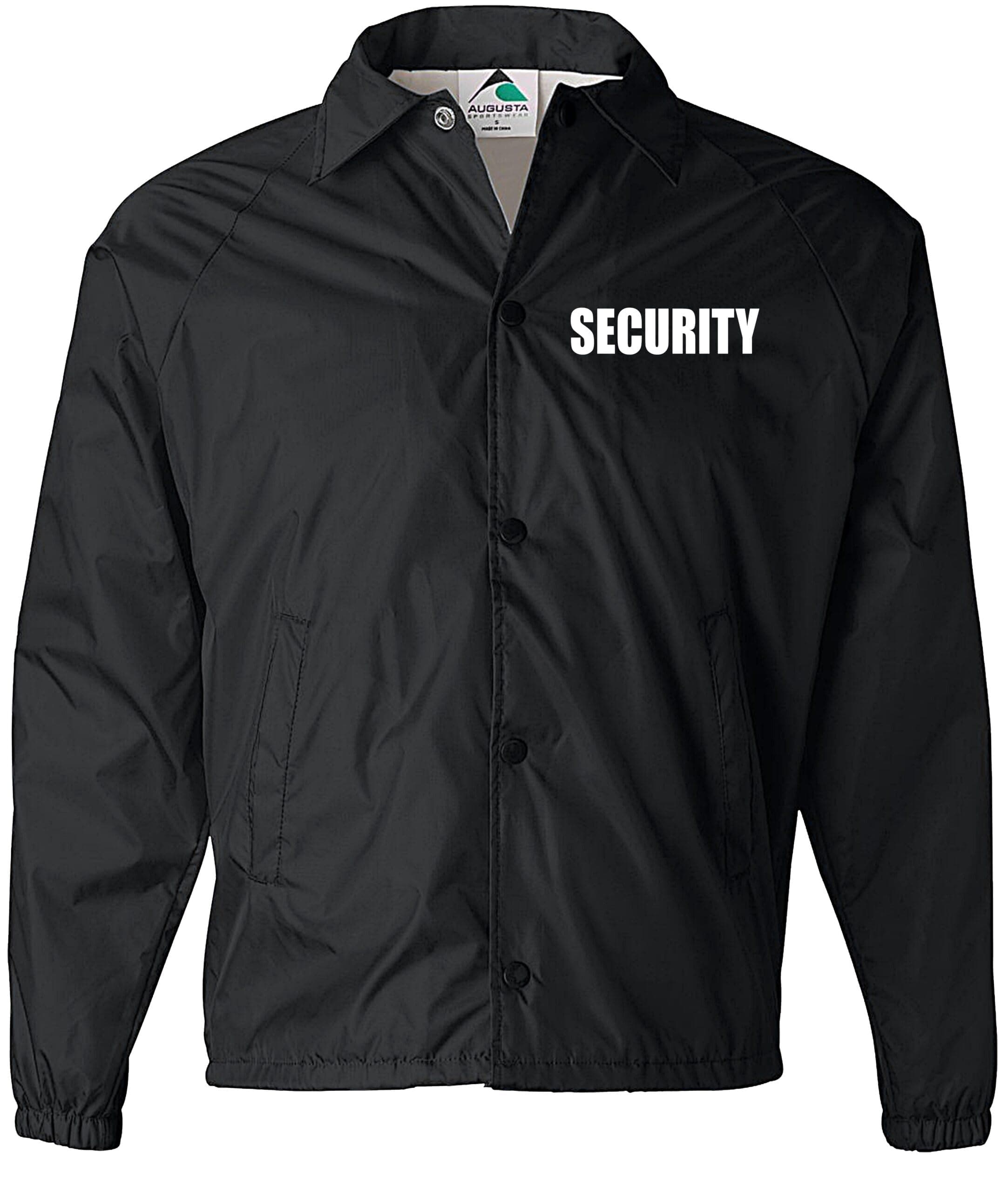 Security nylon jacket in with Reflective logos, front and back.