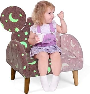 INFANS Kids Sofa with Glow in The Dark, Toddler Armchair Couch with Solid Wooden Frame Anti-Tipping, Upholstered Comfy Foam Children Chair for Kindergarten Playroom Preschool, Gift for Boys Girls
