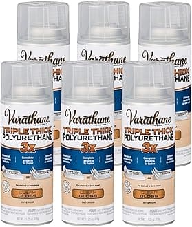 Varathane Triple Thick Polyurethane Clear Wood Finish Spray | Self-Leveling Formula | Scratch and Stain Resistance | Durability in One Coat | Gloss | 11.25 oz | 6 Pack