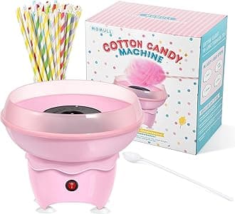 Cotton Candy Machine, Mini Cotton Candy Maker for Kids, Pink Vintage Candy Maker for Christmas Gift, Home, Birthday Family Party, Includes 20 Cotton Candy Sticks & Sugar Scoop