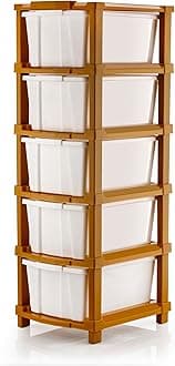 PALAK 5-XL Drawer Multipurpose Drawer Plastic Modular Chest Storage Organizer Home, Office, Parlor, School, Doctors, Home & Kids(Dimension-28cmx35cmx87cm) (Brown Hex)