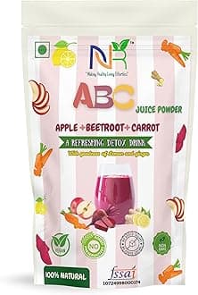 ABC Juice Powder (200.0 Gram), Apple Beetroot Carrot Detox Drink Mix with Lemon and Ginger, Vegan, 100% Natural ,Instant Blend for Heart, Digestion, Skin & Energy Boost | No Added Sugar, No addedColor, No added Salt, No added Preservatives | Refreshing Beetroot, Apple & Carrot,Ginger, lemon Superfood