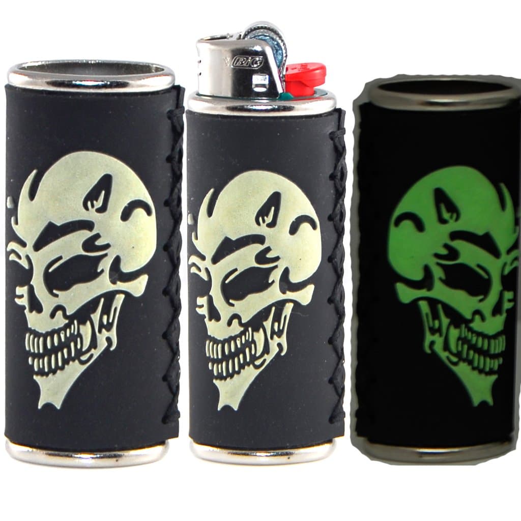 Glowing in dark, Skull FULl SIze BIC Lighter Case , #1,(lighter no include)