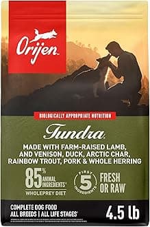 ORIJEN Grain Free Poultry Free High Protein Dry Dog Food Tundra Recipe 4.5lb Bag