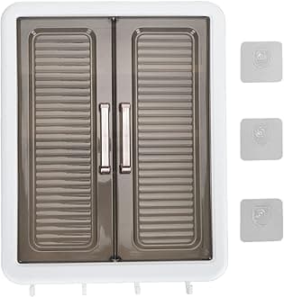 Cryfokt 15.9 X 5.1 X 12.6in Bathroom Cabinet Wall Mounted, Stable Over Toilet Storage Cabinet with 4 Hooks, Makeup Perfume Cosmetic Organizer Display Cabinet for Kitchen Room Laundry