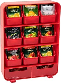 Baggy' 9 Drawer Tea Bag And Accessory Holder, Red