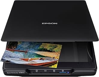 Epson - Perfection V39 II - Color Photo, Tax Receipt & Document Flatbed Scanner - 4800 dpi Optical Resolution - High-Rise, Removable Lid - Scan to Cloud - USB Power - Image Scanning - Black