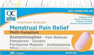 Quality Choice Maximum Strength Mentrual Pain Relief, Multi Symptom Pain Relief Caplets, Cramps, Headache, Bloating, Backache & Irritability, 20 Count Package