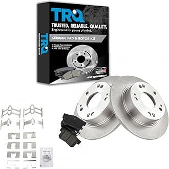 TRQ Rear Brake Pad and Rotor Set Ceramic Solid Rotors Compatible with 2003-2007 Honda Accord 2004-2008 Acura TSX