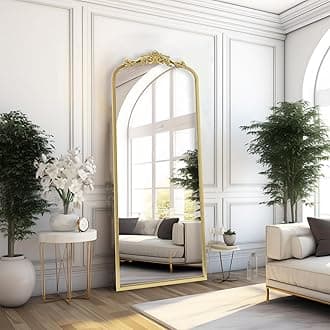 AIXI HOME Gold Arched Full Length Mirror, 22"x65" Elegant Vintage Floor Body Antique Mirror with Ornate Matel Frame, Baroque Inspired Home Decor for Bedroom/Living Room/Hallway