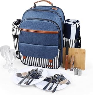 Sunflora Picnic Backpack for 2 in Blue & Stripe