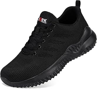 DYKHMILY Lightweight Steel Toe Shoes for Men Comfortable Safety Punch Proof Breathable Work Sneakers Cushion Slip Resistant Tennis Shoe (9, Classic Black/290)