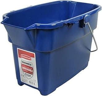 Rubbermaid Roughneck Square Bucket 14-Quart Blue Comfortable/Durable Pour Handle Sturdy Pail Bucket for Household Cleaning/Mopping
